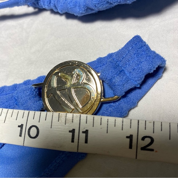 FUBU Swim Set Textured Logo Print Metal Decal Halter Triangle Suit Bikini Small - Picture 8 of 13